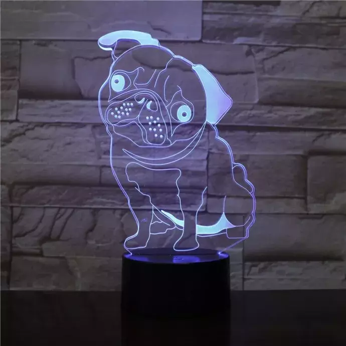 3D LED lámpa - Vicces mopsz