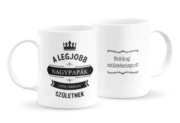 Legjobb nagypapák szülinapos bögre (bármilyen hónappal)