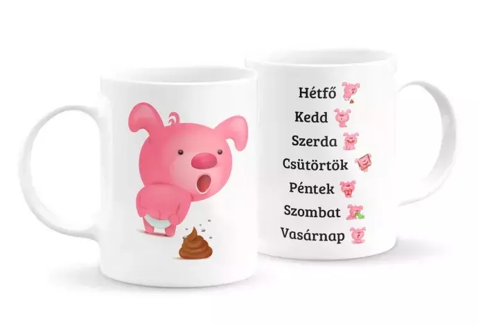 Nyuszis emoji bögre - napos