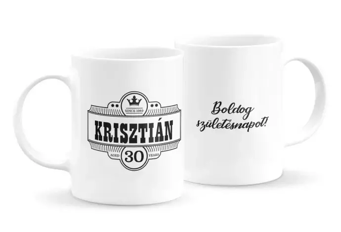 Whiskys szülinapi bögre életkorral (saját adatokkal)