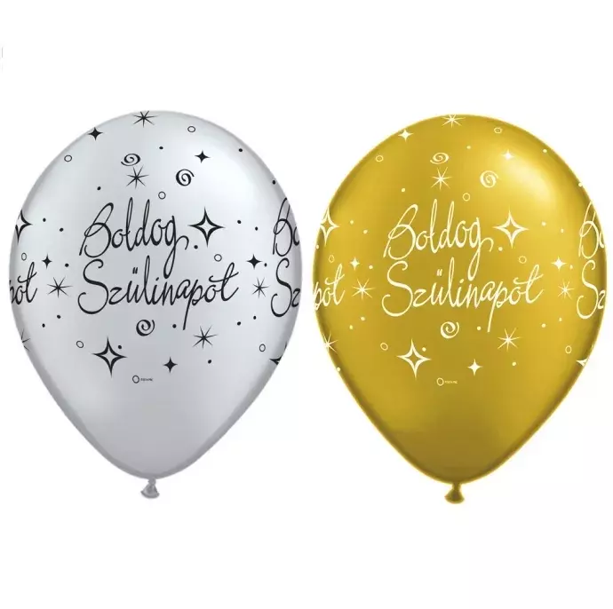 Boldog Szülinapot lufi - / arany - ezüst / héliumhoz