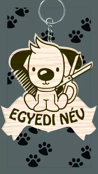 Fa kulcstartó  - Kutyakozmetikus egyedi névvel