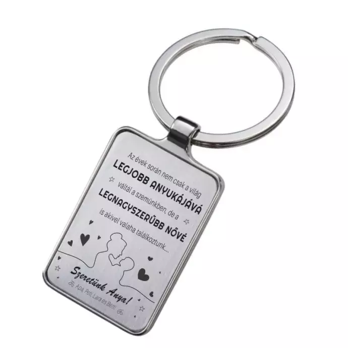 Gravírozott kulcstartó - Szeretünk Anya!