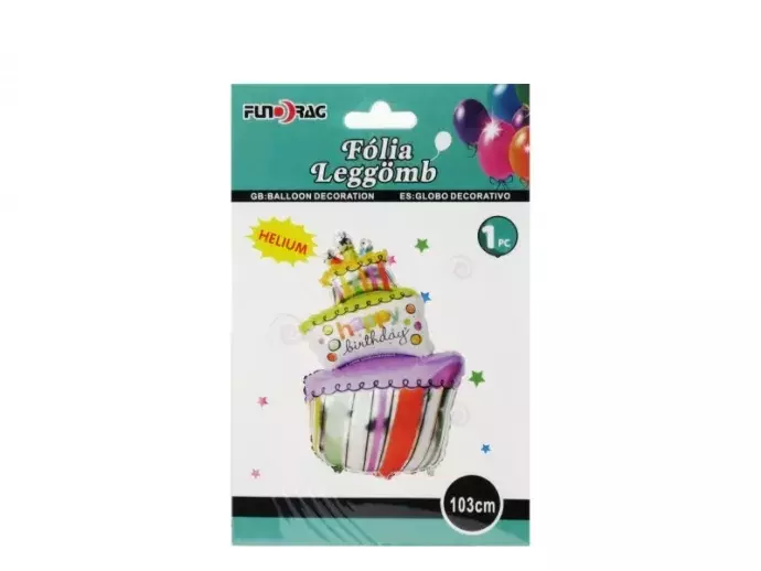 Happy Birthday fólia lufi- óriás torta