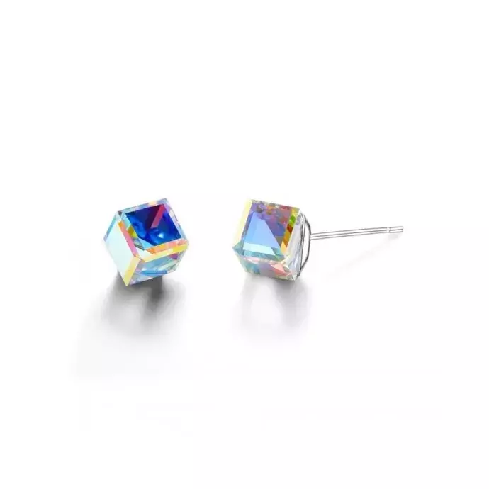 Swanis kocka bedugós fülbevaló - 6,2 mm - Crystal AB