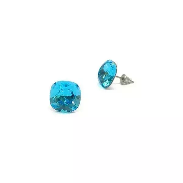 Swanis négyzetes párna fülbevaló - aquamarine - 8 mm