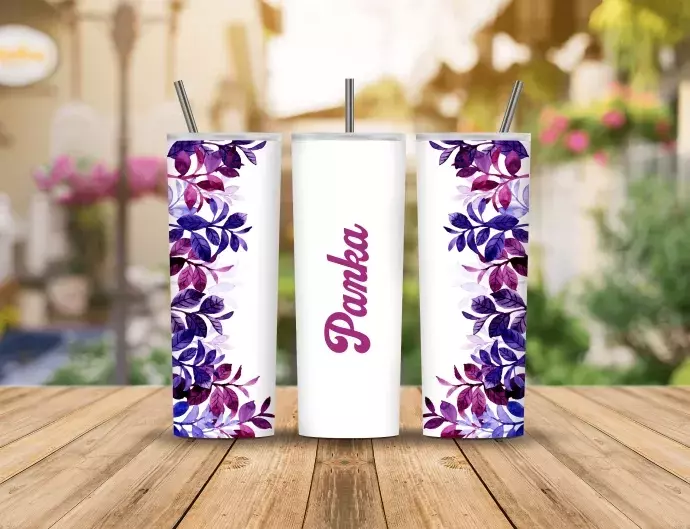 Úti termosz, Tumbler - Lila falevelek