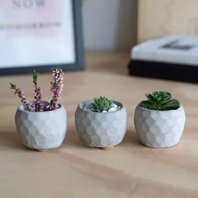 Mini növénytartó - "Terme" - szürke