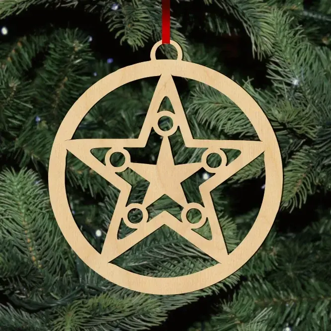 Fa karácsonyfadísz - csillag