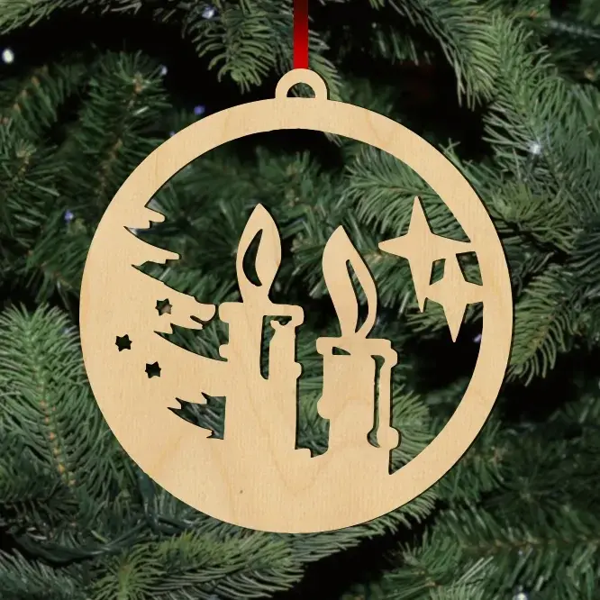 Fa karácsonyfadísz - gyertyák