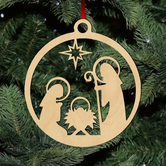 Fa karácsonyfadísz – jászol