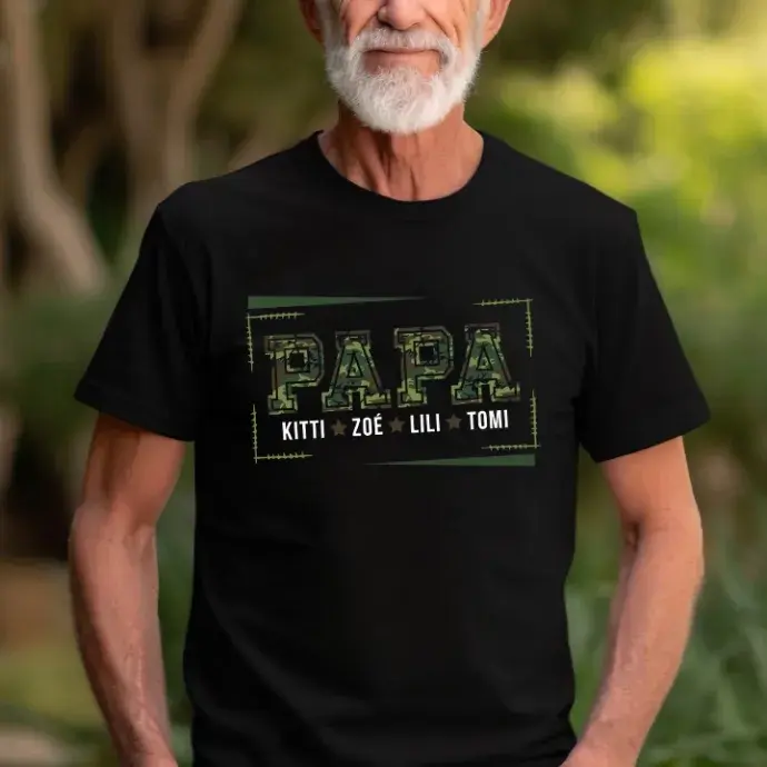 Póló - Papa terepmintás - egyedi nevekkel Póló - Papa terepmintás - egyedi nevekkel