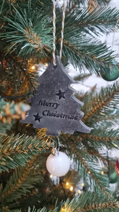 Beton fenyőfa mintás- karácsonyfadísz