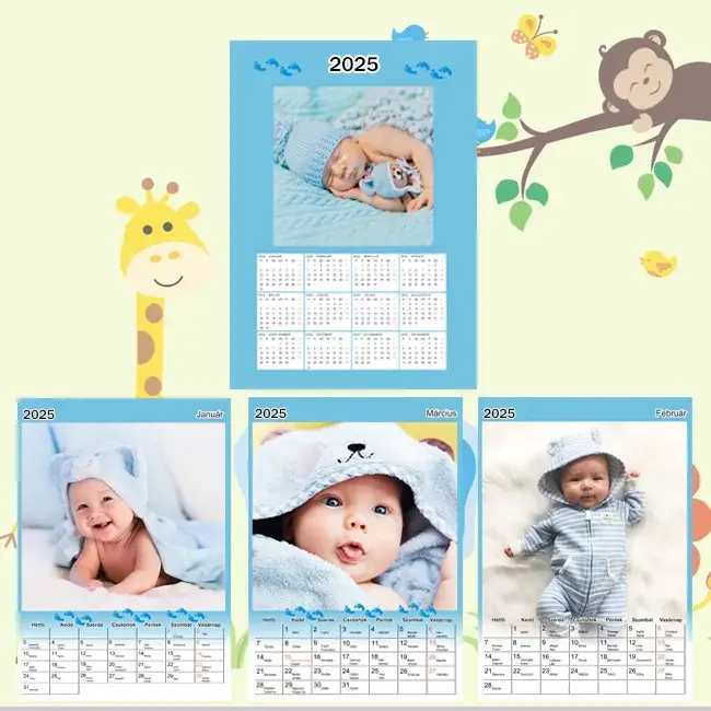 A4 - Egyedi fényképes fiú babanaptár