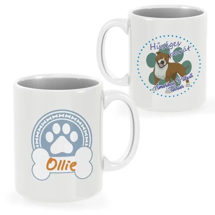 Amerikai Pitbull Terrier bögre egyedi névvel