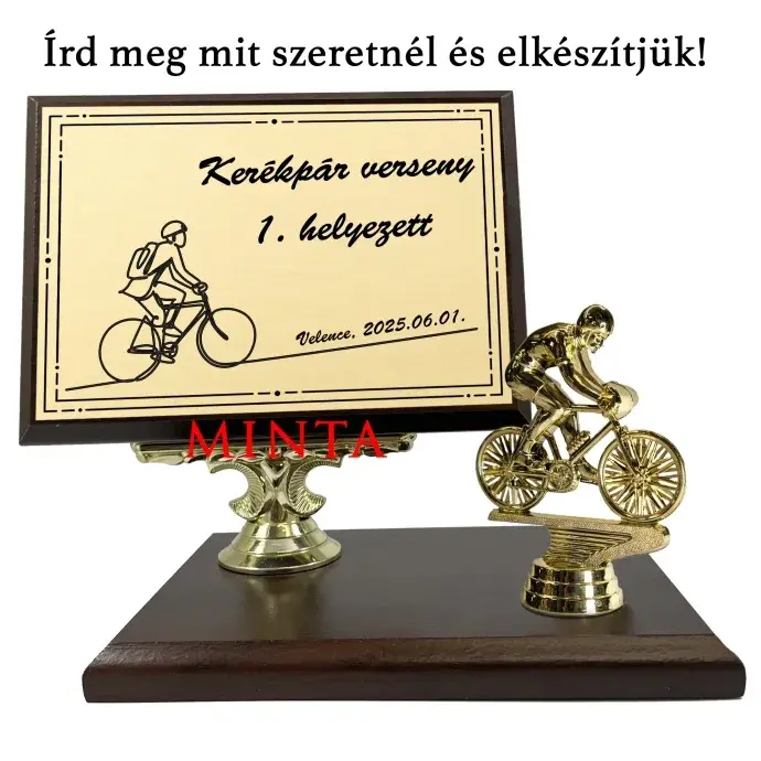 Asztali fa plakett - Kerékpárosoknak Asztali fa plakett - Kerékpárosoknak
