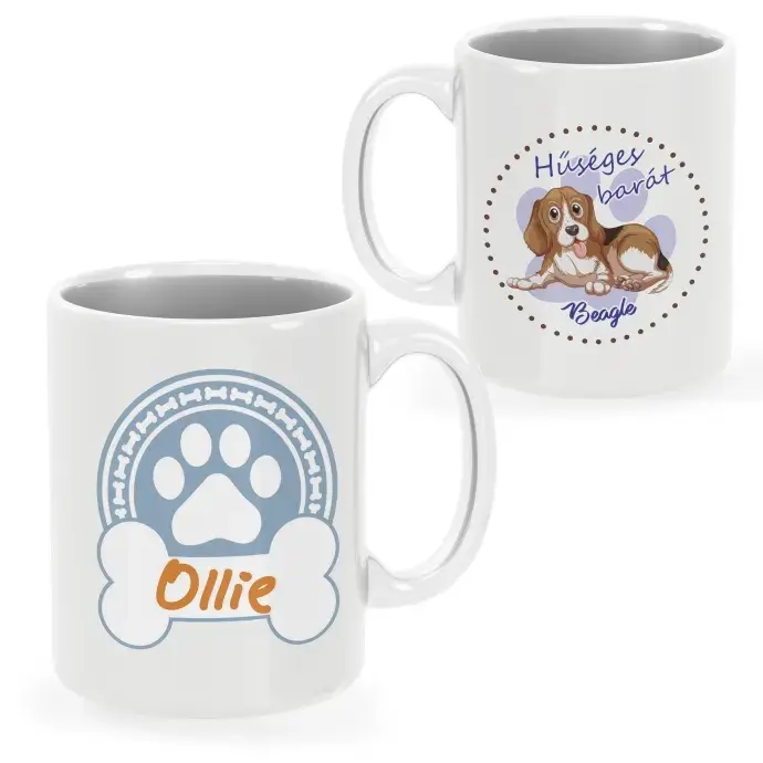 Beagle bögre egyedi névvel