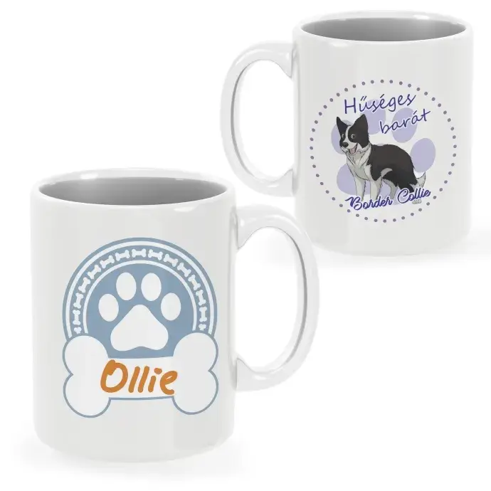 Border Collie bögre egyedi névvel