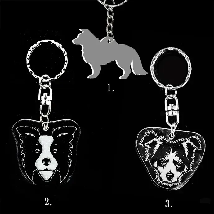 Plexi kulcstartó - Border collie kutya alak