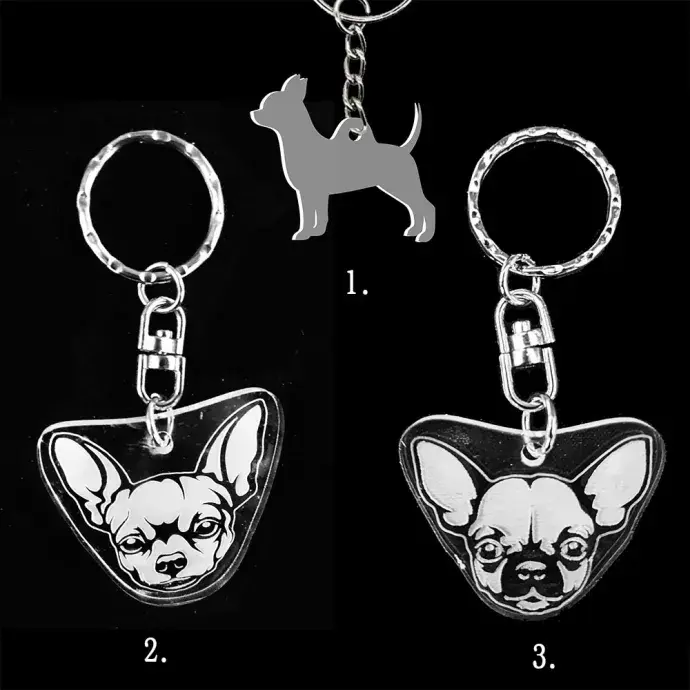 Plexi kulcstartó - Csivava kutya alak