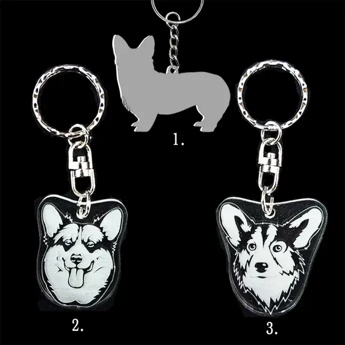 Plexi kulcstartó - Corgie kutya alak