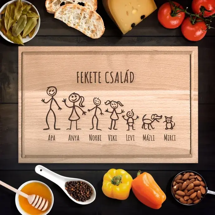Egyedi családi neves vágódeszka - kicsi