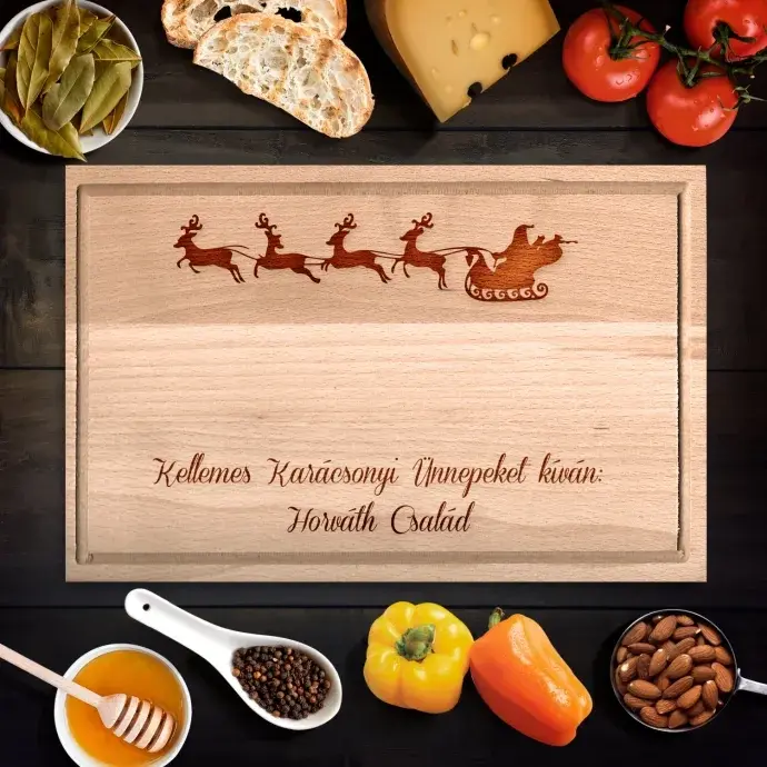 Karácsonyi családi üdvözlet egyedi vágódeszka - kicsi