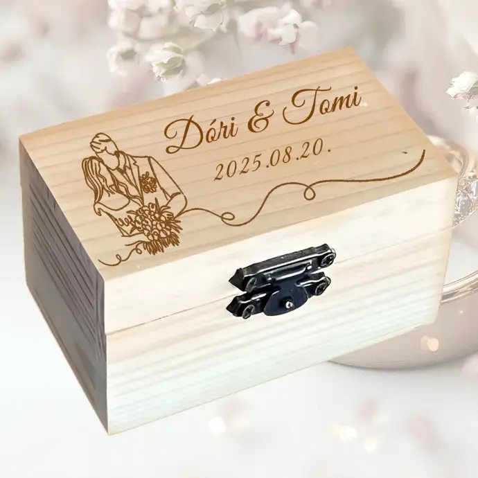 Egyedi gyűrűtartó fa doboz