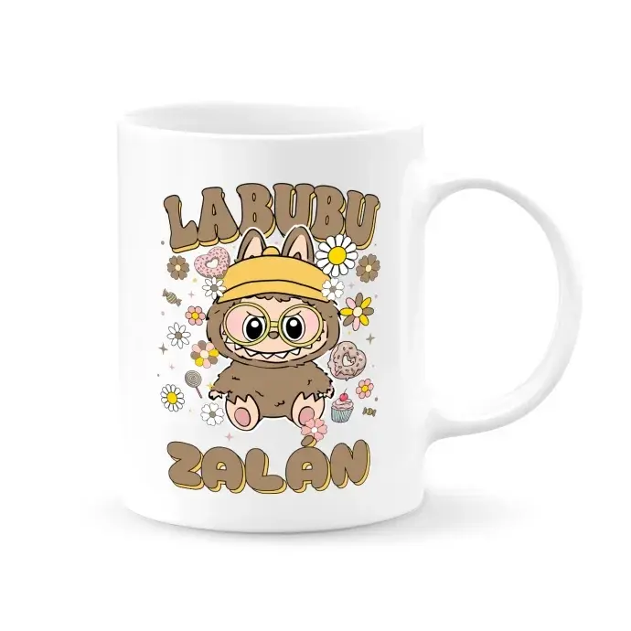 Labubu bögre - névre szóló - Barna