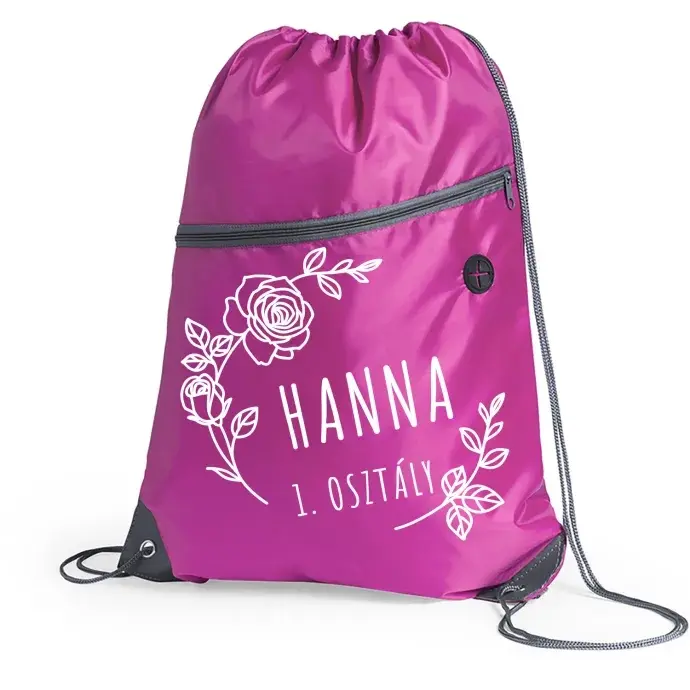 Tornazsák - Rózsás - egyedi névvel Tornazsák - Rózsás - egyedi névvel