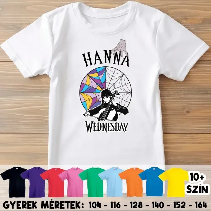 Gyerek póló - Wednesday egyedi névvel Gyerek póló - Wednesday egyedi névvel