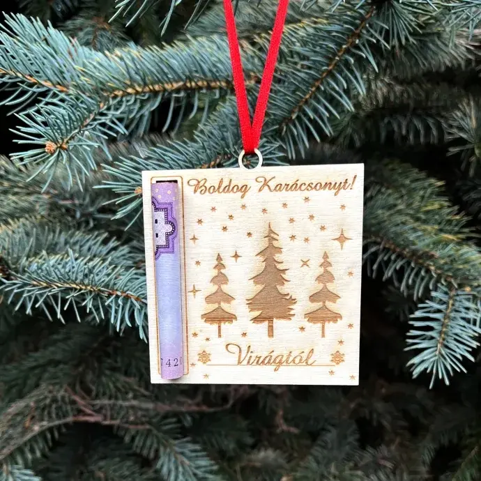 Egyedi neves pénztartós karácsonyfadísz