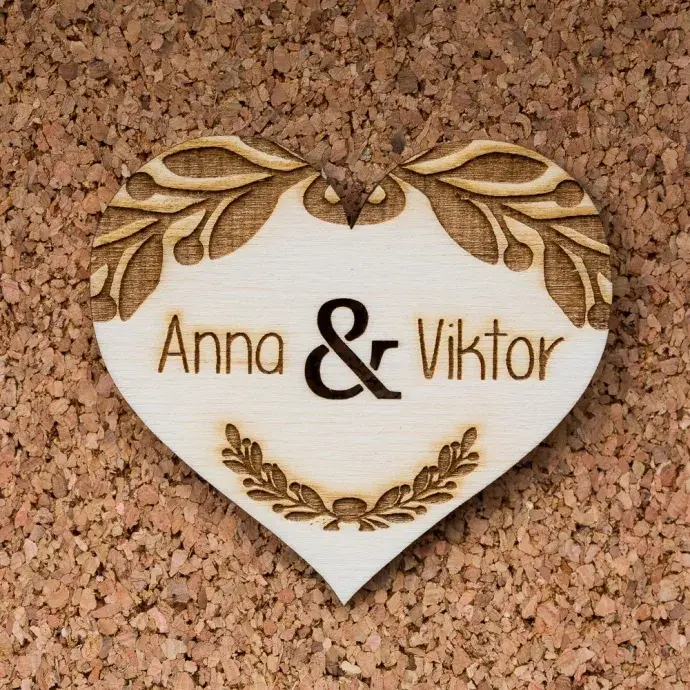 Esküvői köszönőajándék - Szív babér mintával