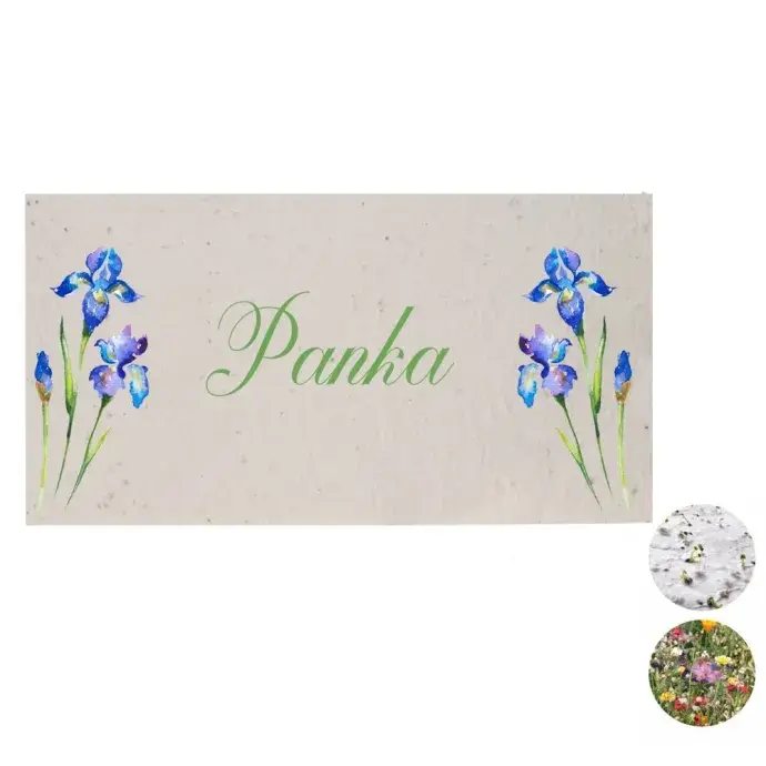 Esküvői ültetőkártya magpapírból - Írisz Esküvői ültetőkártya magpapírból - Írisz