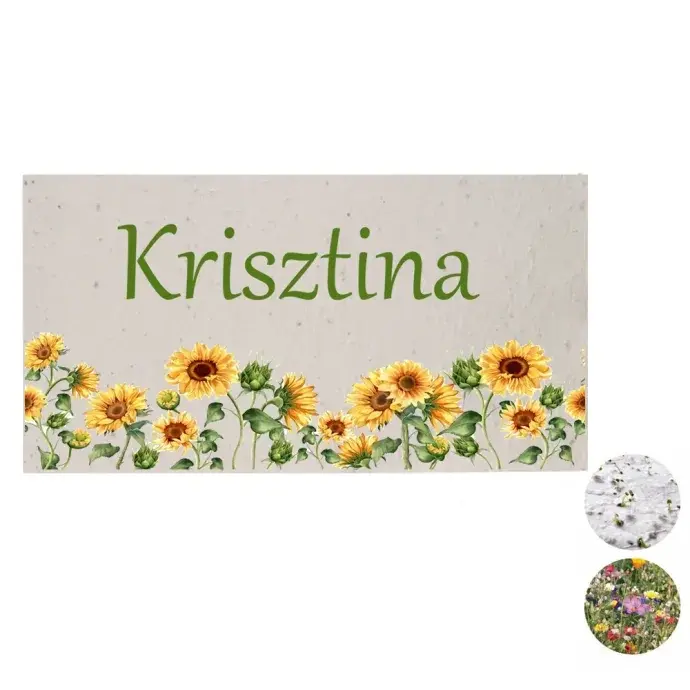 Esküvői ültetőkártya magpapírból - Napraforgó Esküvői ültetőkártya magpapírból - Napraforgó