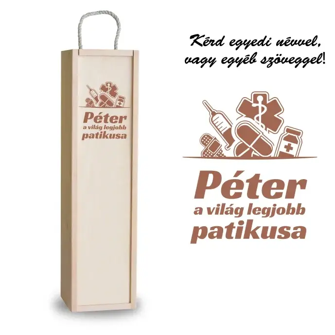 Fa bortartó doboz - Gyógyszerész Fa bortartó doboz - Gyógyszerész