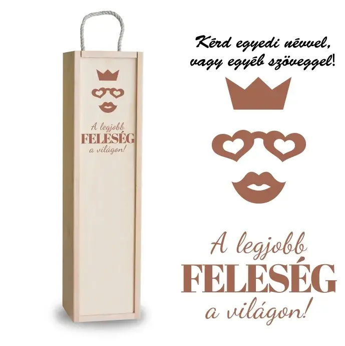 Fa bortartó doboz -Legjobb feleség a világon Fa bortartó doboz -Legjobb feleség a világon