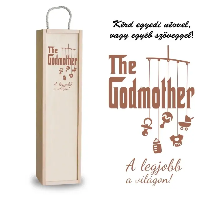 Fa bortartó doboz - Legjobb keresztanya a világon Fa bortartó doboz - Legjobb keresztanya a világon