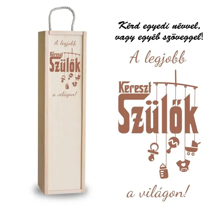 Fa bortartó doboz -  Legjobb keresztszülő a világon Fa bortartó doboz -  Legjobb keresztszülő a világon