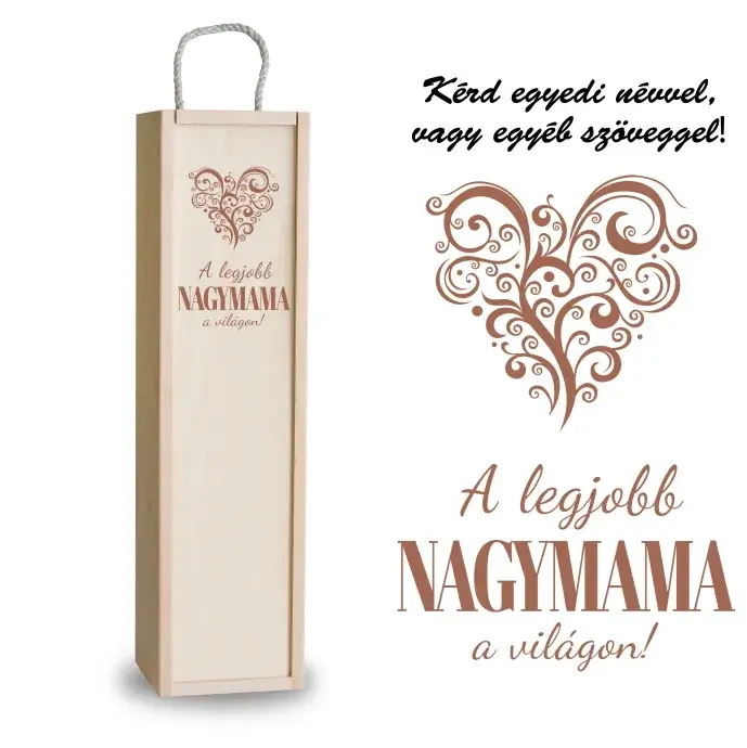 Fa bortartó doboz - Legjobb Nagymama a világon Fa bortartó doboz - Legjobb Nagymama a világon