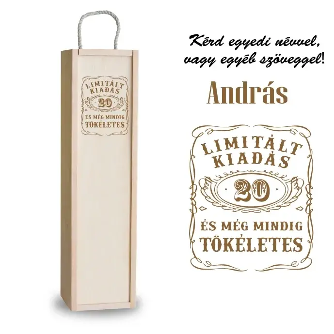 Fa bortartó doboz - 20 Születésnapra Fa bortartó doboz - 20 Születésnapra
