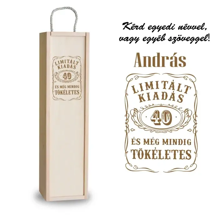 Fa bortartó doboz - 40 Születésnapra Fa bortartó doboz - 40 Születésnapra