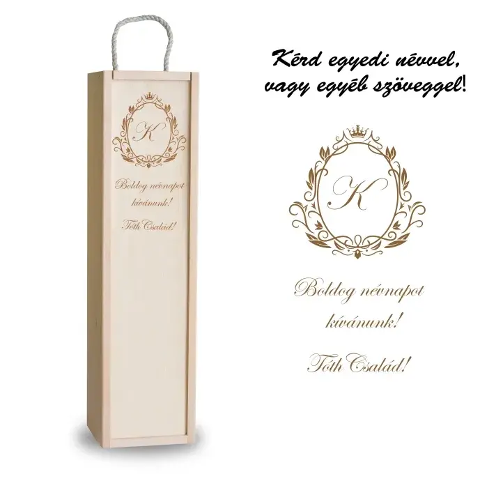 Fa bortartó doboz - Névnapra - Kezdőbetű Fa bortartó doboz - Névnapra - Kezdőbetű