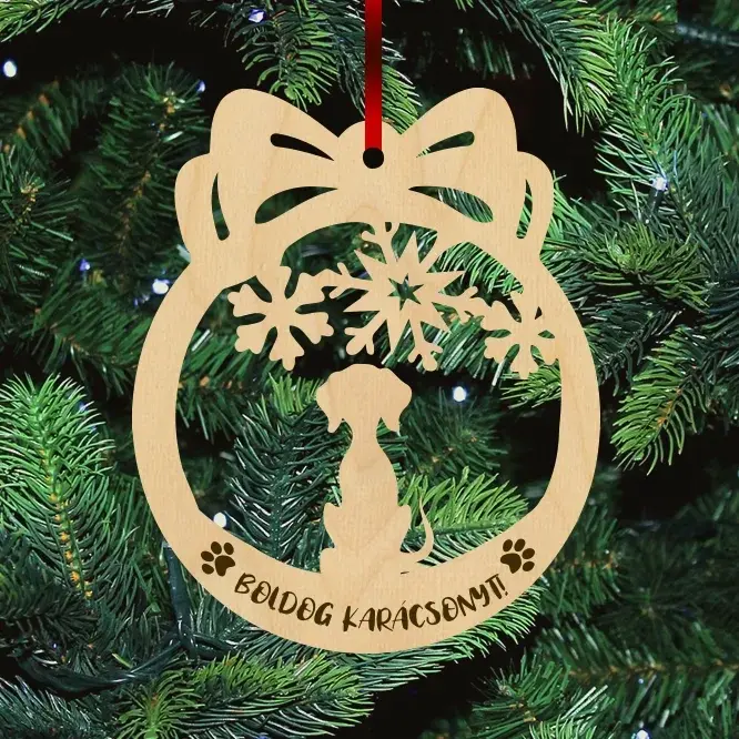 Fa karácsonyfadísz - Keverék kutya