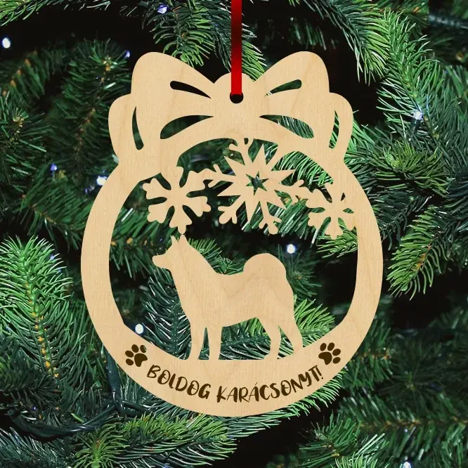 Fa karácsonyfadísz - Akita