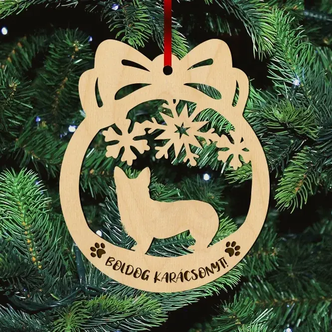 Fa karácsonyfadísz – Corgie