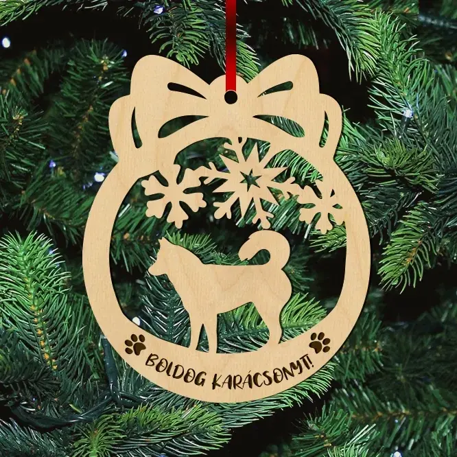 Fa karácsonyfadísz – Huskey
