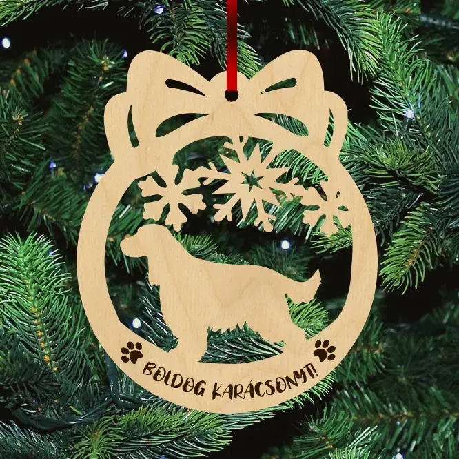 Fa karácsonyfadísz - Spániel