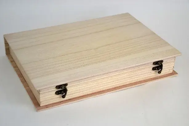 Fa tároló doboz könyv formájú