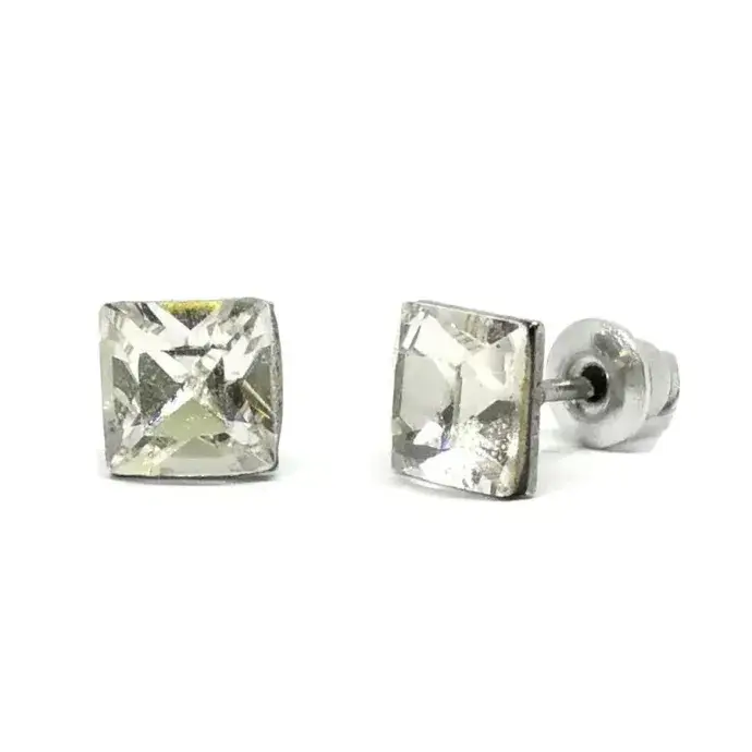 Swanis négyzet bedugós fülbevaló - víztiszta Swanis négyzet bedugós fülbevaló - víztiszta